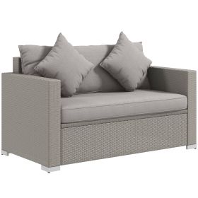 Outsunny 5-Piece Cream White Rattan Patio Set: Includes Sofa, Chaise Lounge, Coffee Table, Footstools with Cushions|